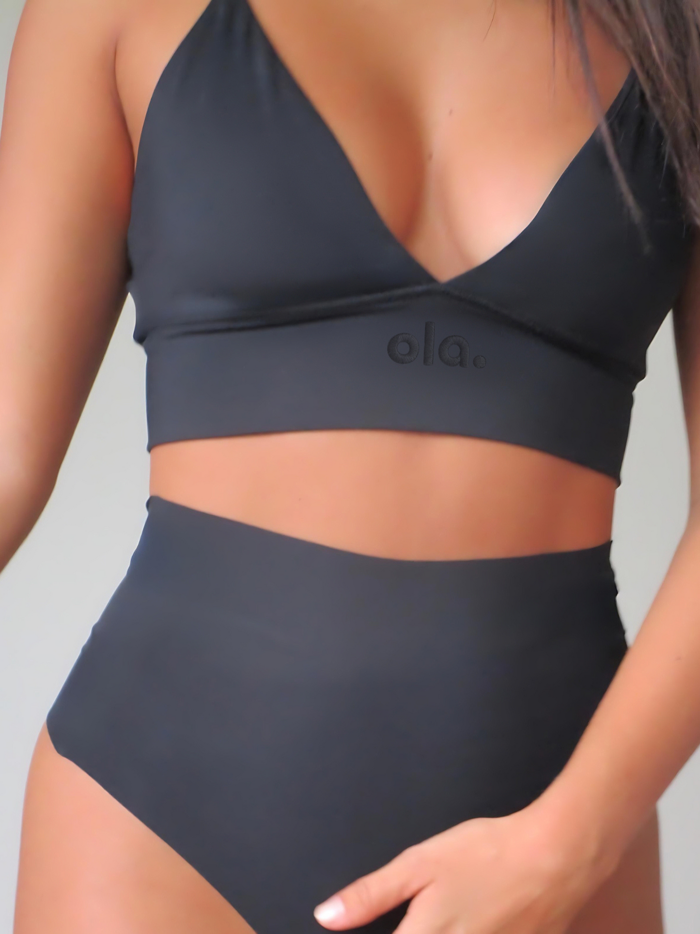 Deep V Black Plunge Crop Jordi
