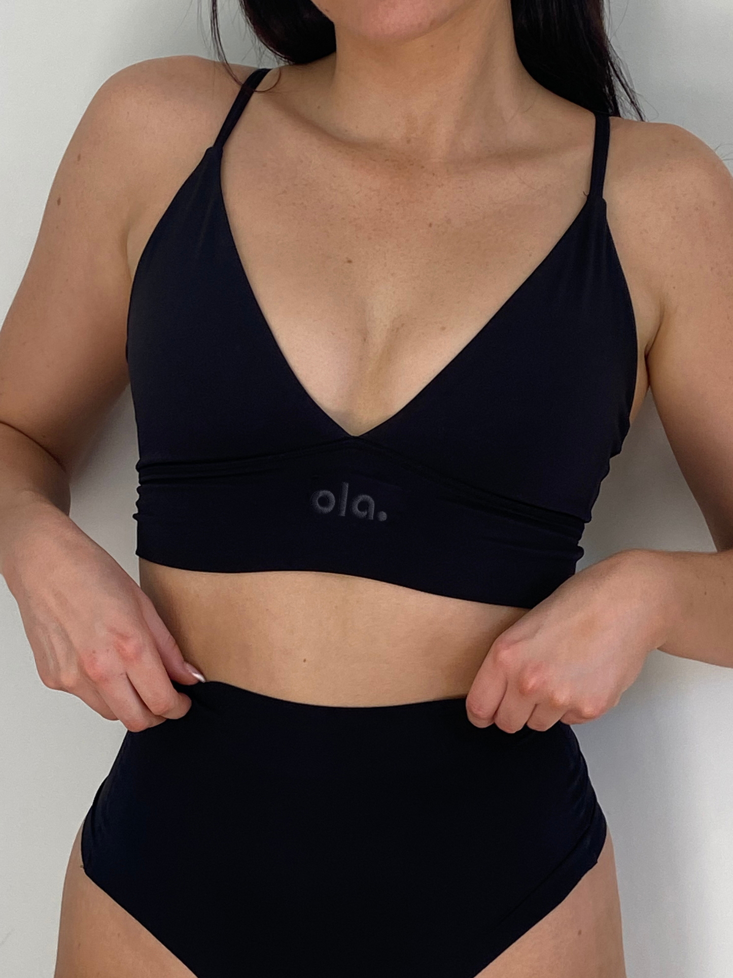 Deep V Black Plunge Crop Chloe