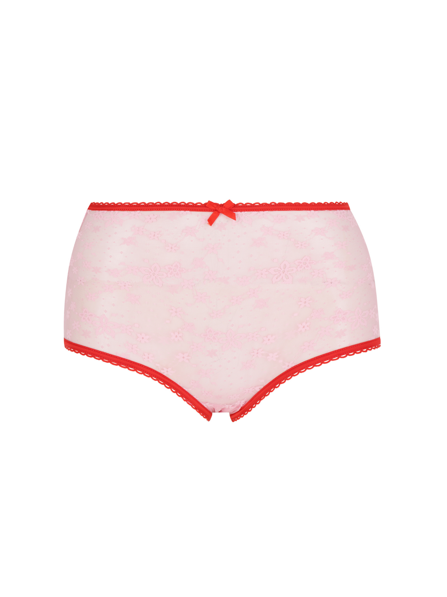 Lace High Rise Brief – Light Pink / Red