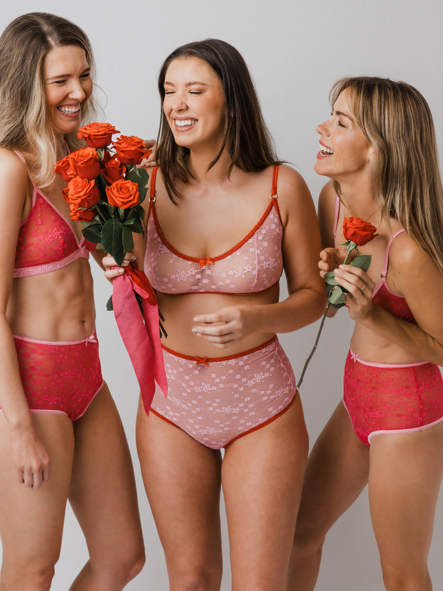 Lace High Rise Brief – Light Pink / Red
