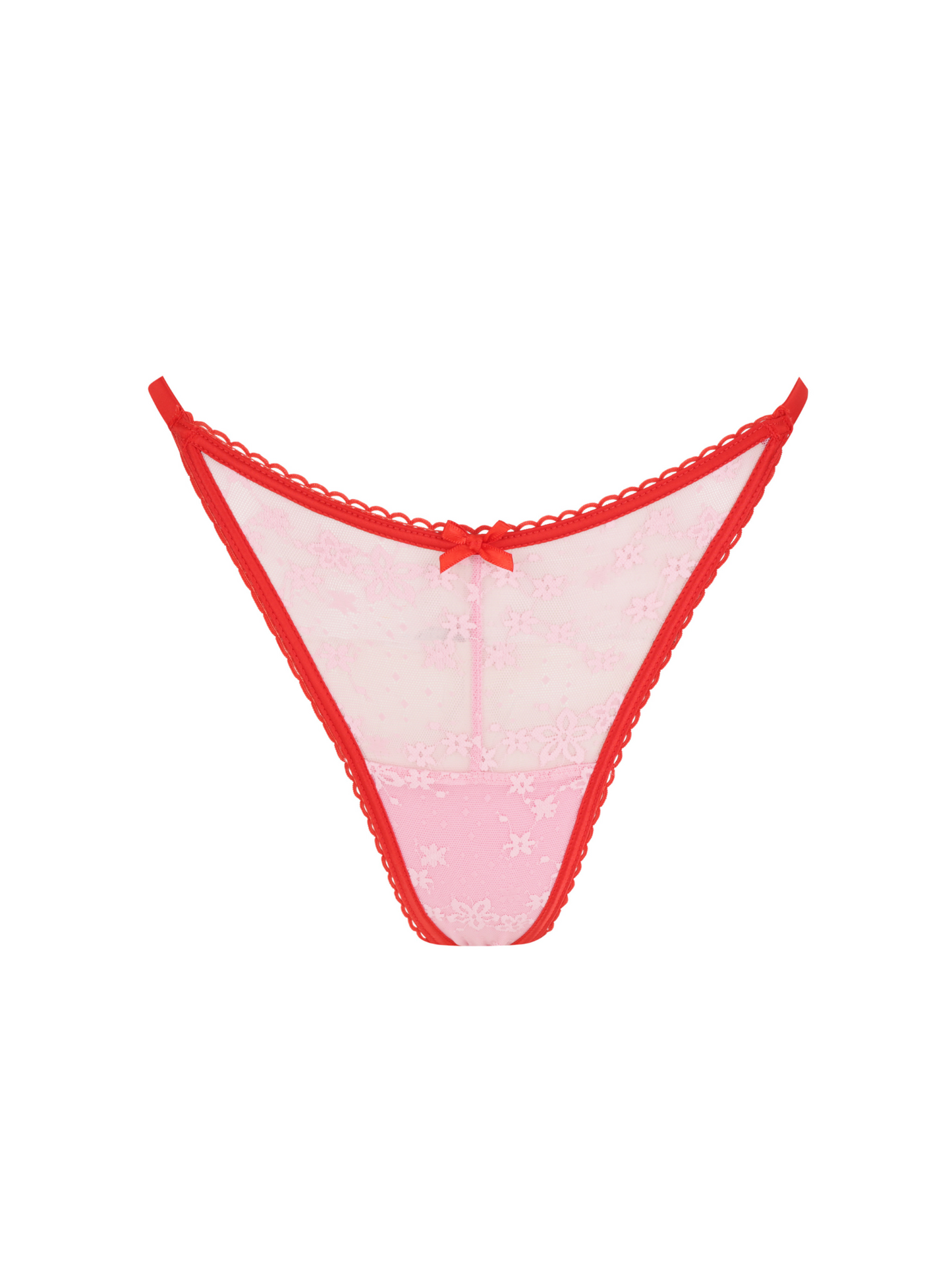 Lace Bikini Thong – Light Pink / Red