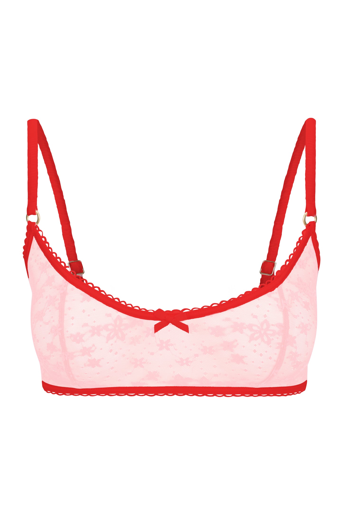 Lace Bralette – Light Pink / Red