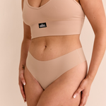 Cream Tan Bikini Thong model back view