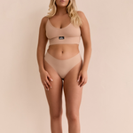 Cream Tan Bikini Thong model three-quarter view