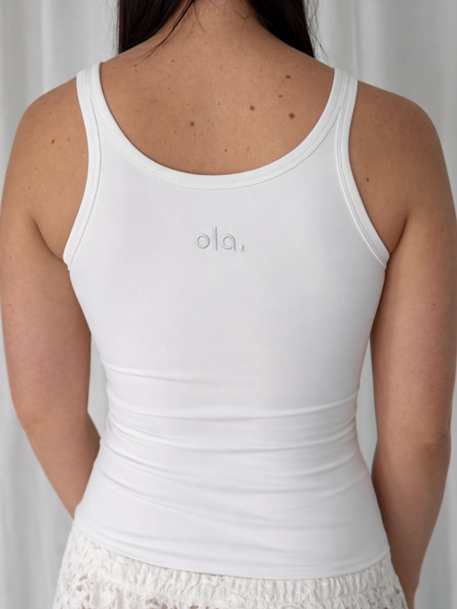 White Sculpt Tank ghost flatlay front