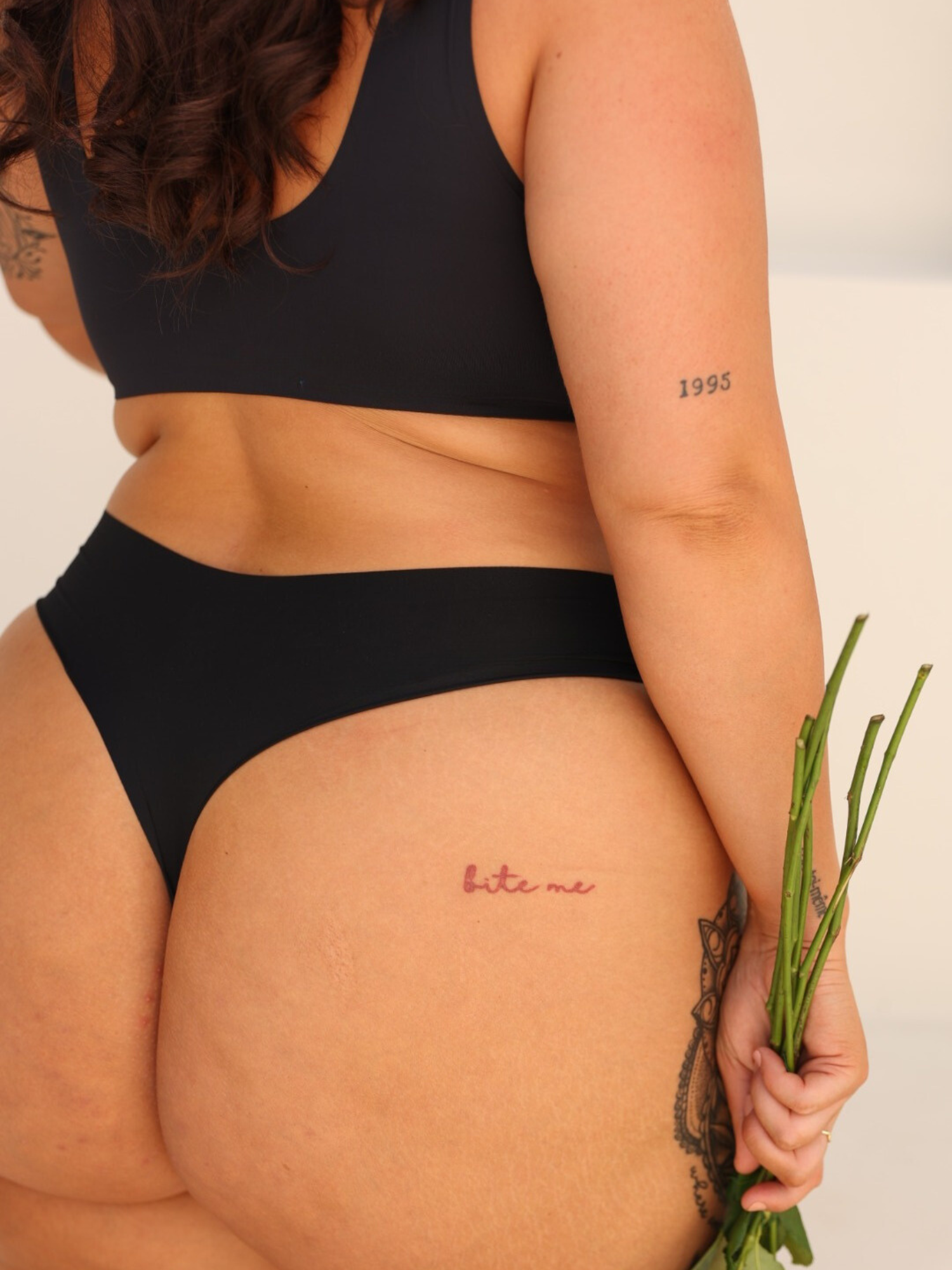 Black Bikini Thong model waist detail
