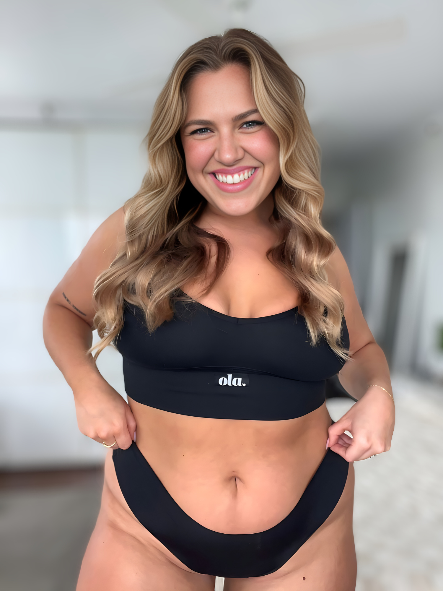 Black Bikini Thong model front close detail