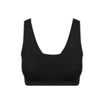 Black Comfort Crop model crop close-up