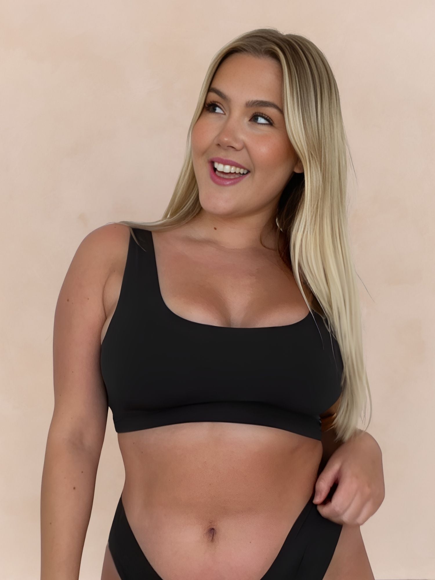 Black Comfort Crop ghost flatlay back
