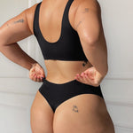 Black Bikini Thong ghost flatlay front