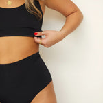 Black Comfort Crop model side view