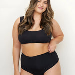 Black Comfort Crop on model front view