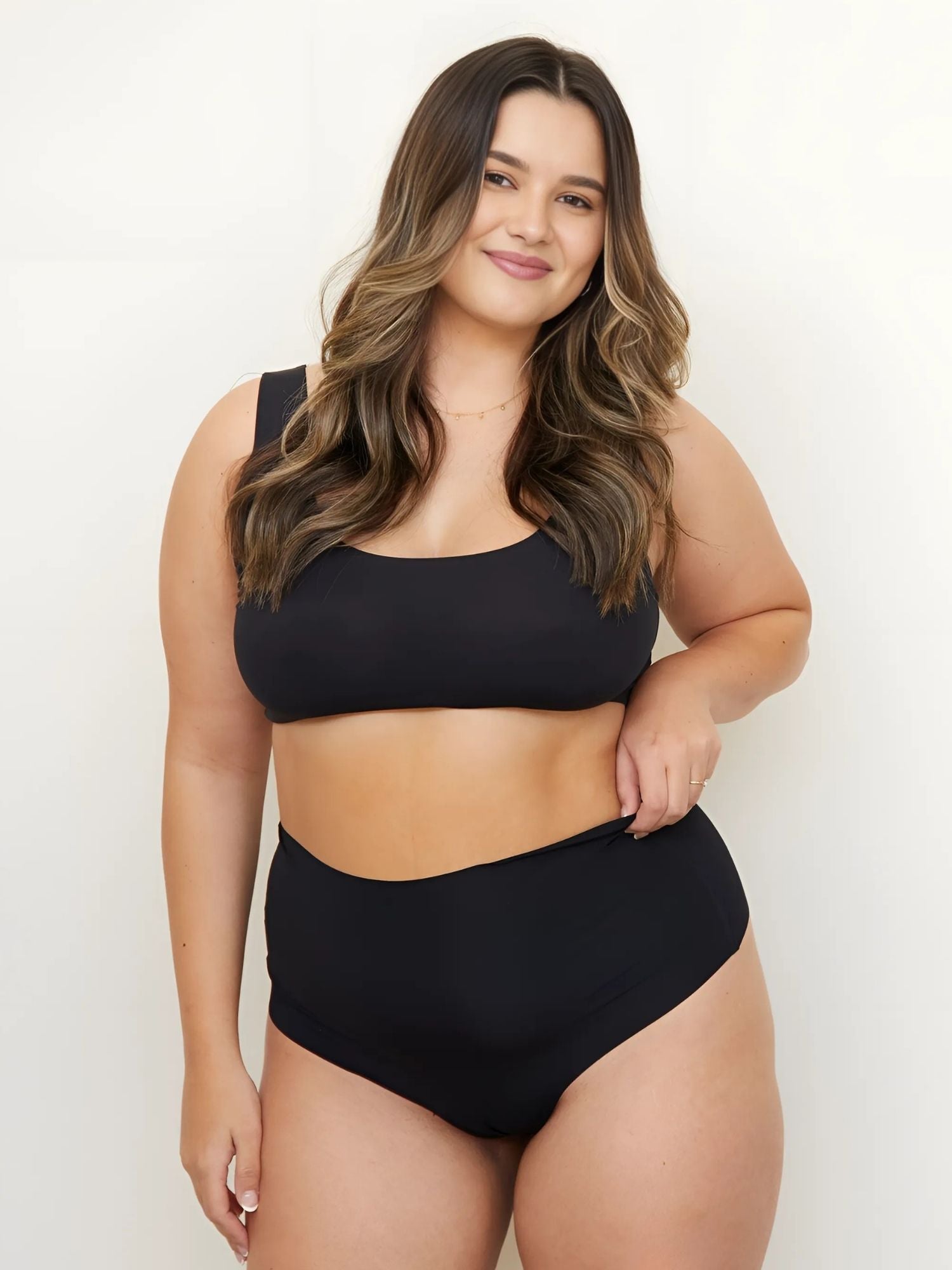 Black Comfort Crop on model front view