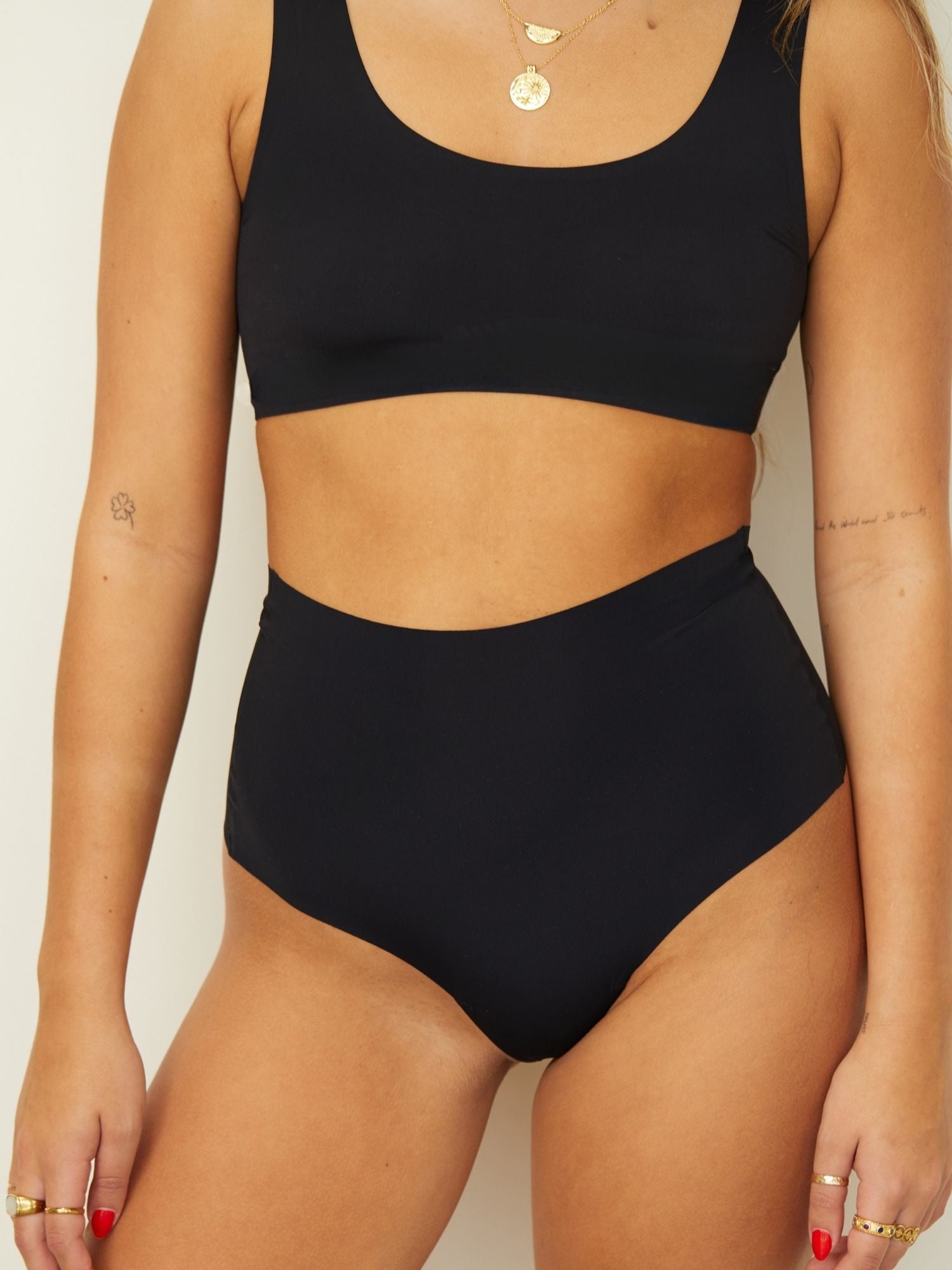 Black Comfort Crop model full length front