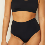 Black High Rise Thong model side view