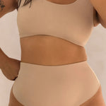Cream Tan Comfort Crop model back view
