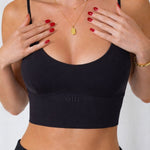 Black Grace Crop model three-quarter view