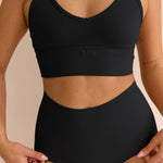 Black High Rise Brief on model full length front
