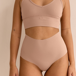 Cream Tan High Rise Brief ghost flatlay back