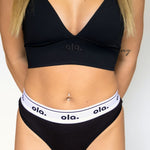 Black Iconic Thong model waist detail