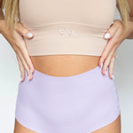 Lavender Haze High Rise Thong on model front view