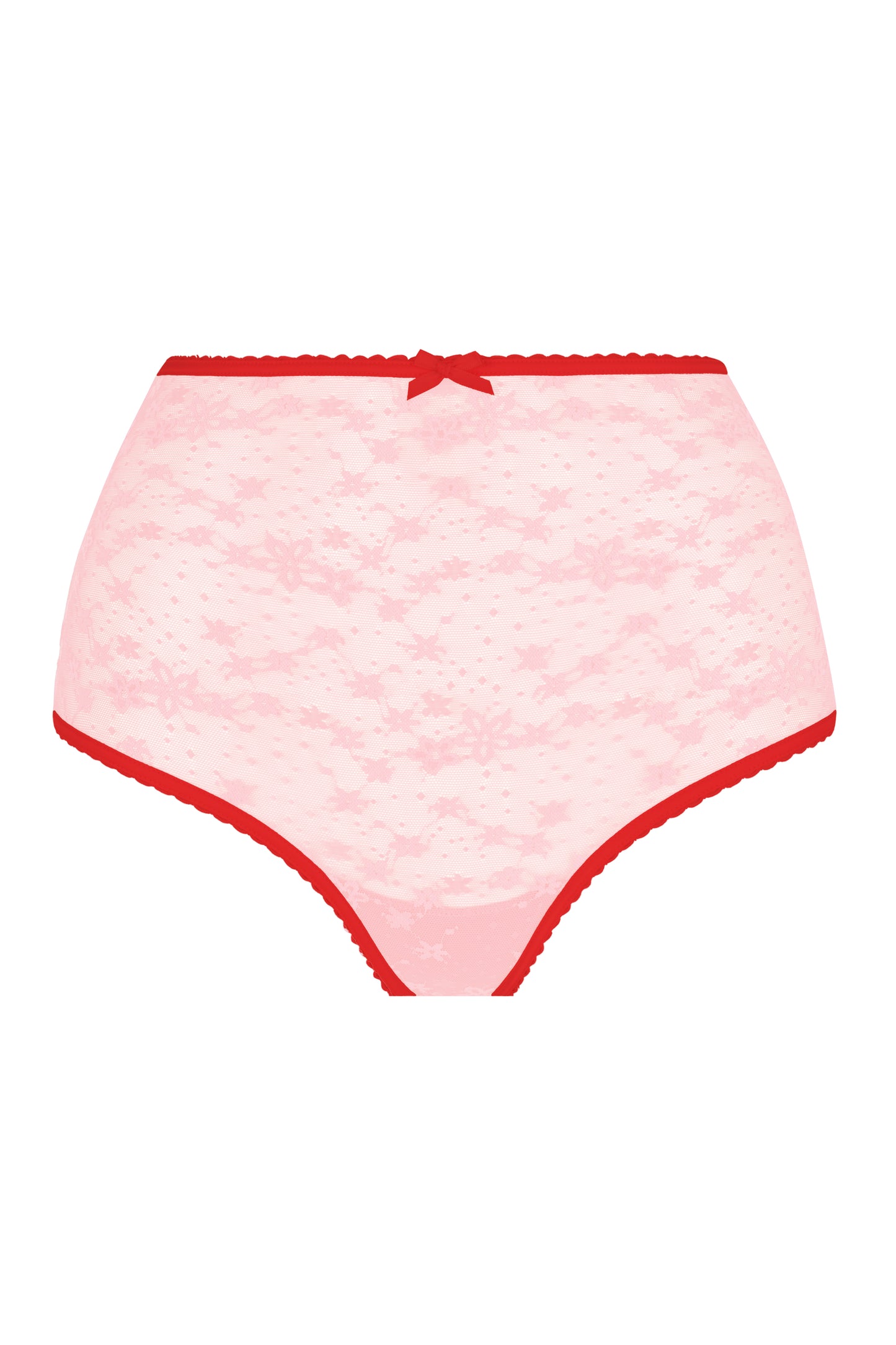 Lace High Rise Thong – Light Pink / Red