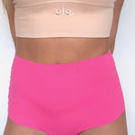 Pink Crush High Rise Thong ghost flatlay front