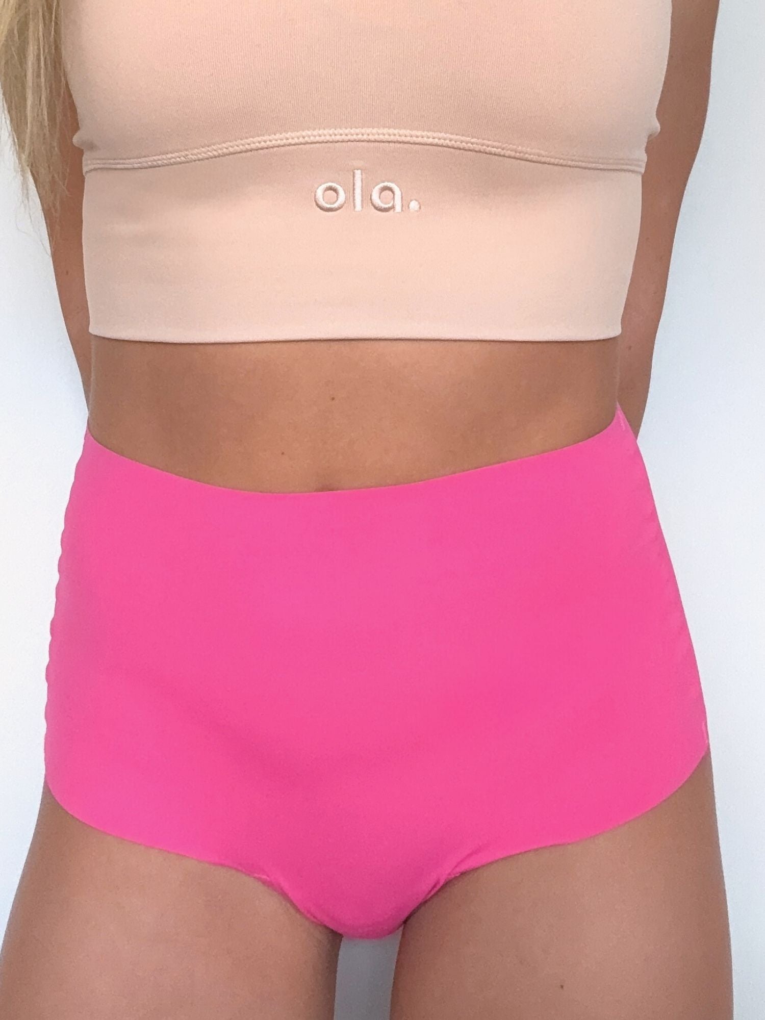 Pink Crush High Rise Thong ghost flatlay front