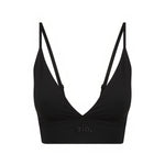 Black Plunge Crop model full length front