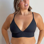 Black Plunge Crop model back view