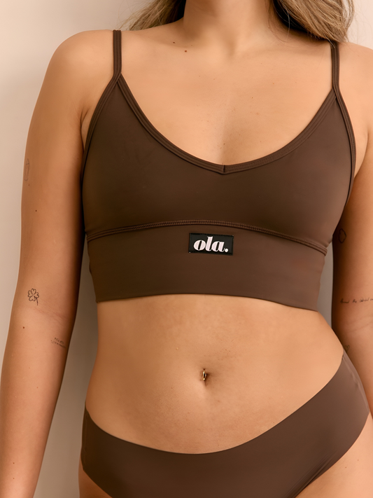 V Crop Bralette – Hot Fudge