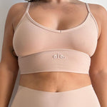 Cream Tan V Crop on model front view