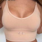 Cream Tan V Crop model side view