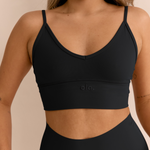 Black V Crop ghost flatlay side detail