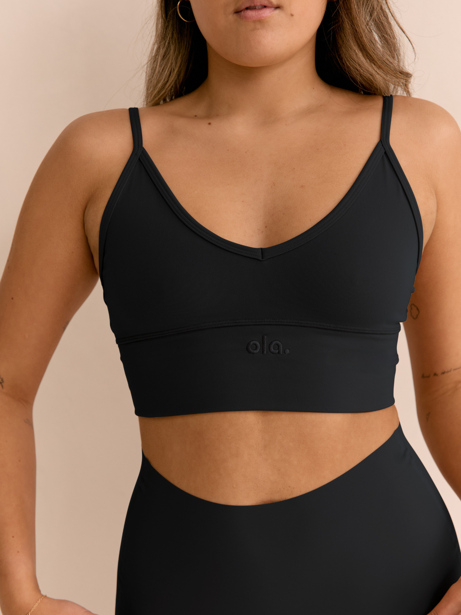Black V Crop ghost flatlay side detail