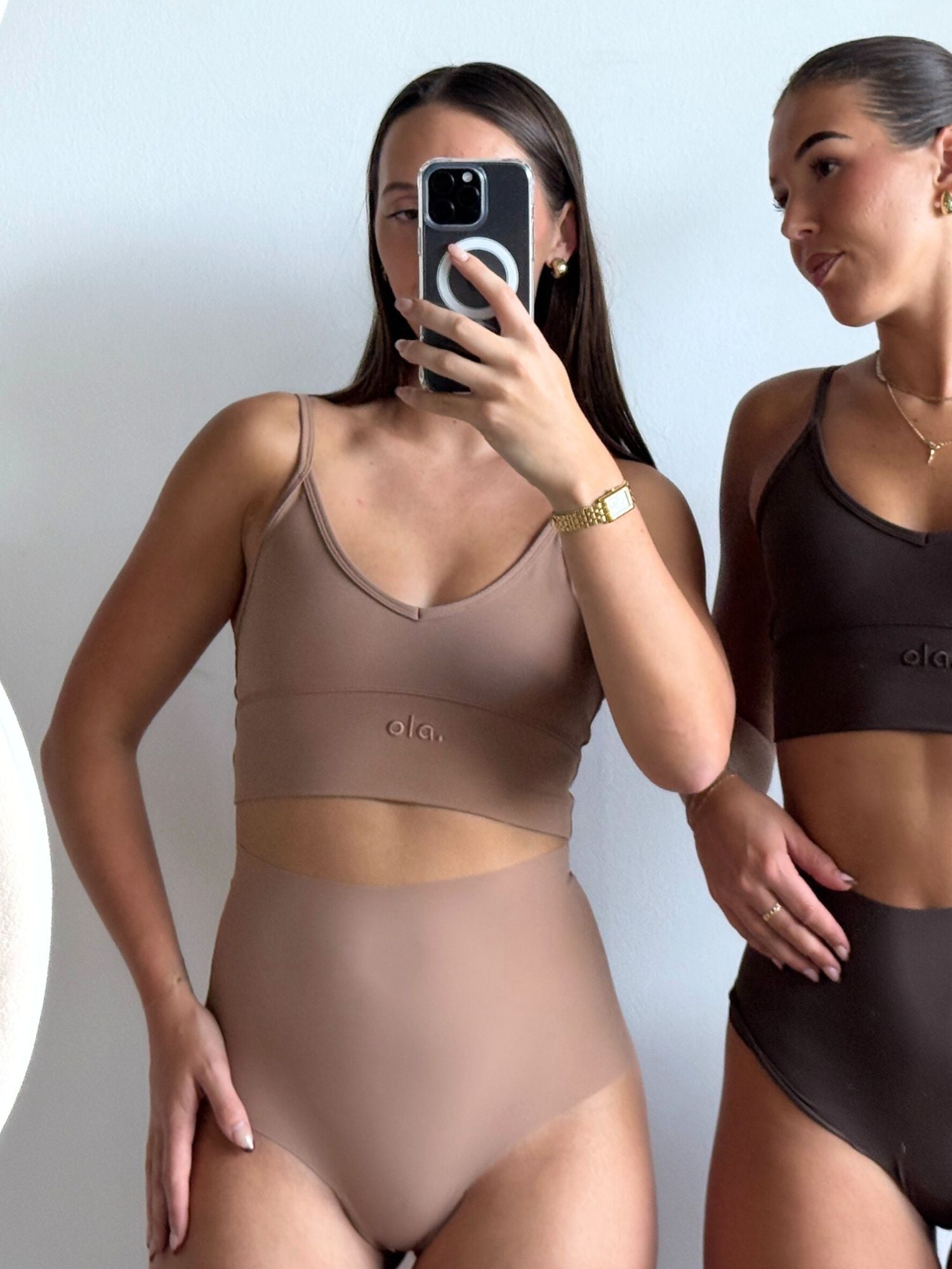 Macchiato High Rise Thong on model front view