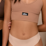 Cream Tan Bikini Brief back view on model