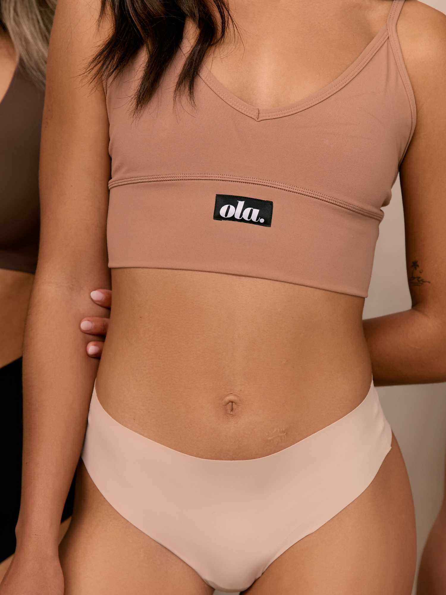 Cream Tan Bikini Brief back view on model
